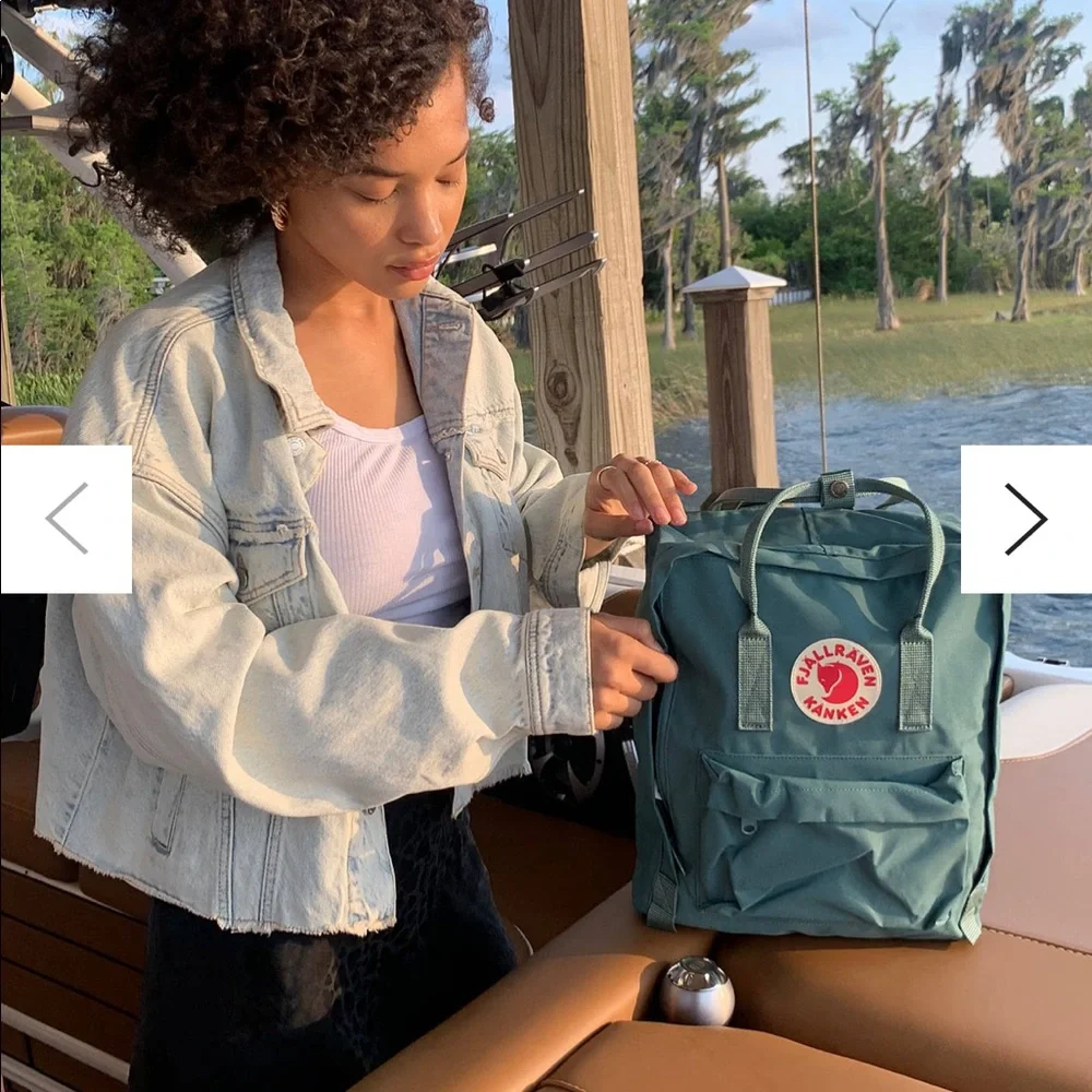 Fjallraven Kanken Backpack in Dark Green with Red Logo